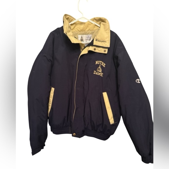 Vtg 90s Notre Dame Jacket XL Blue Long Sleeve Champion Mens Fighting Irish